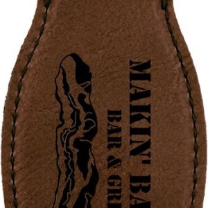4⅝" Dark Brown Leatherette Bottle Opener with Magnet