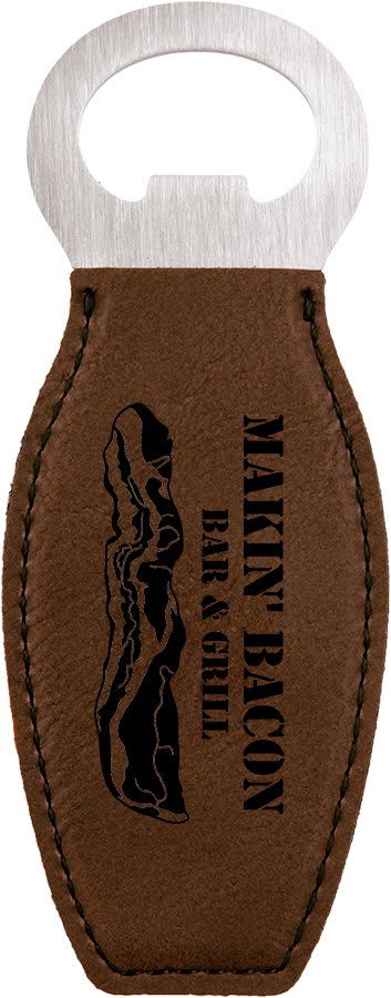 4⅝" Dark Brown Leatherette Bottle Opener with Magnet