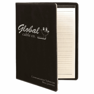 9½" x 12" Black/Silver Leatherette Portfolio