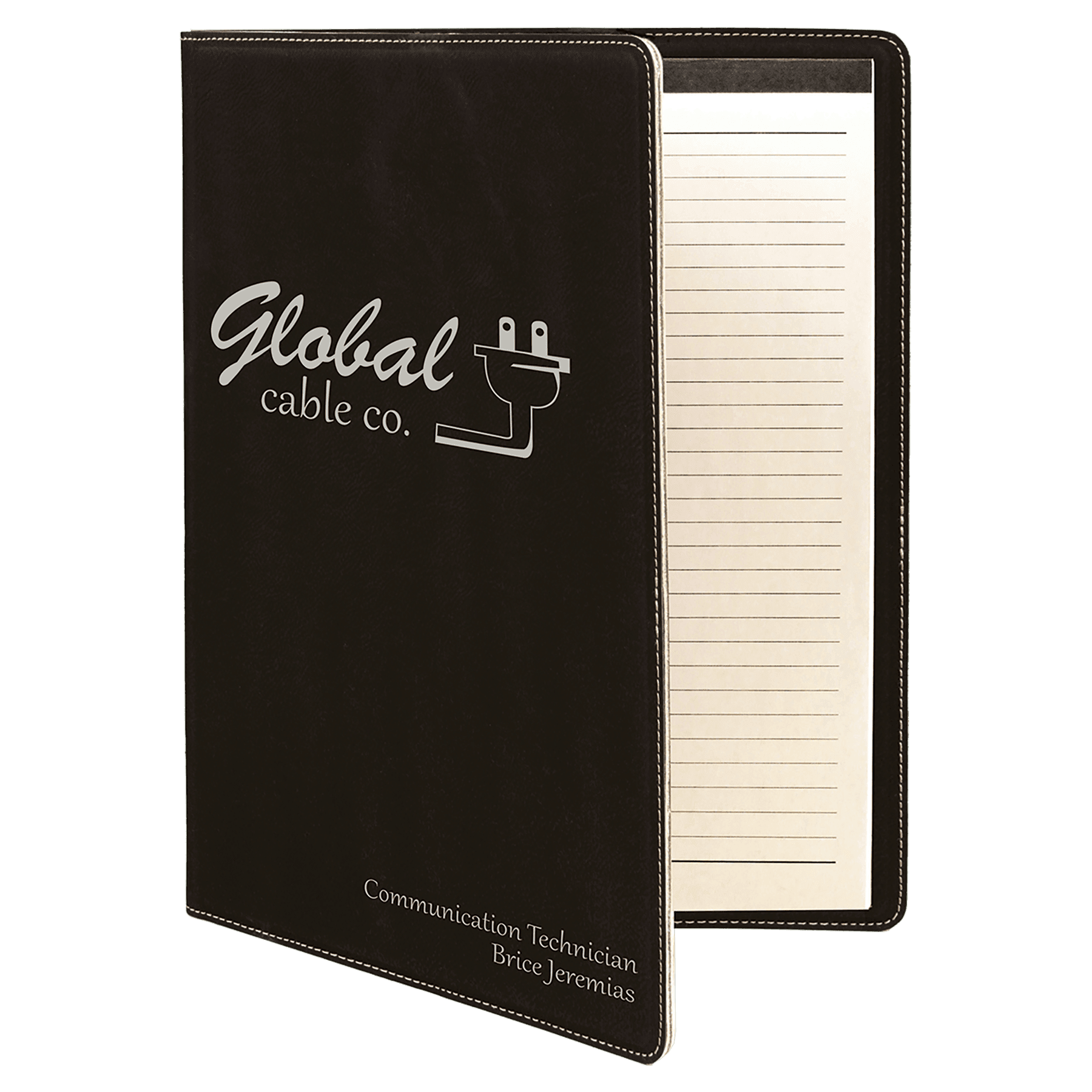 9½" x 12" Black/Silver Leatherette Portfolio