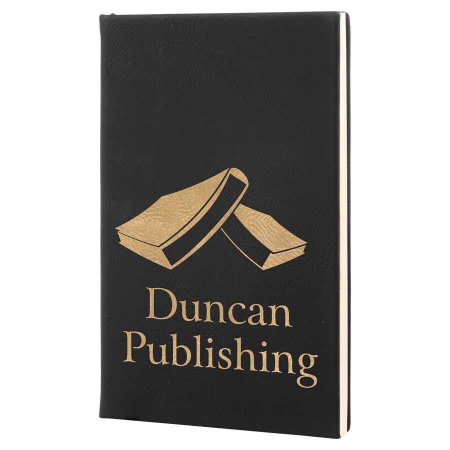 5¼" x 8¼" Black/Gold Leatherette Journal with Lined Pages