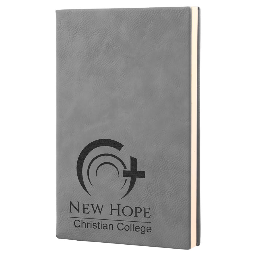 5¼" x 8¼" Gray Leatherette Journal with Lined Pages