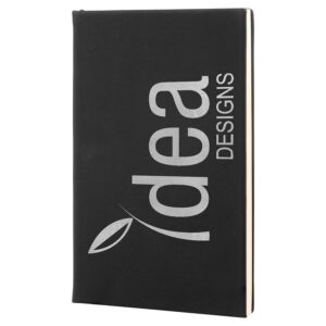 5¼" x 8¼" Black/Silver Leatherette Journal with Lined Pages