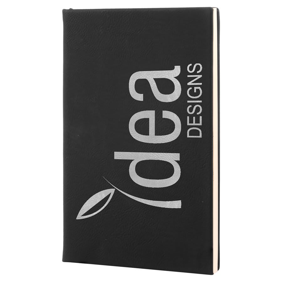 5¼" x 8¼" Black/Silver Leatherette Journal with Lined Pages