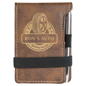 3¼" x 4¾" Rustic/Gold Leatherette Mini Notepad with Pen