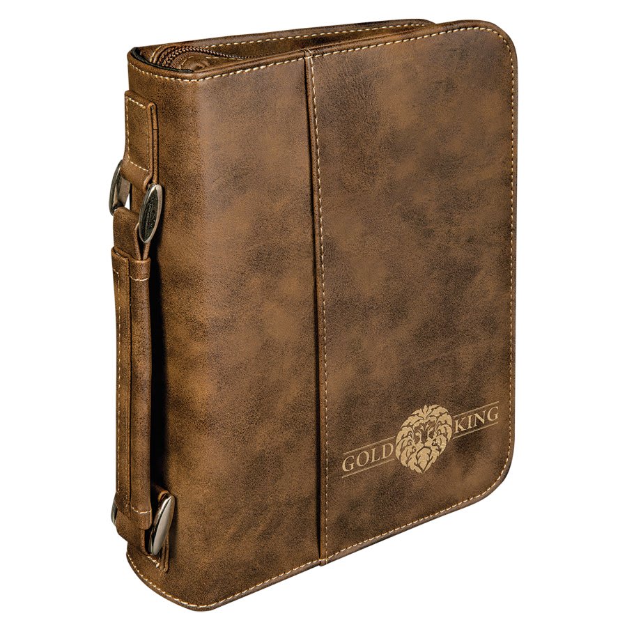 6¾" x 9¼" Rustic/Gold Leatherette Bible & Book Cover