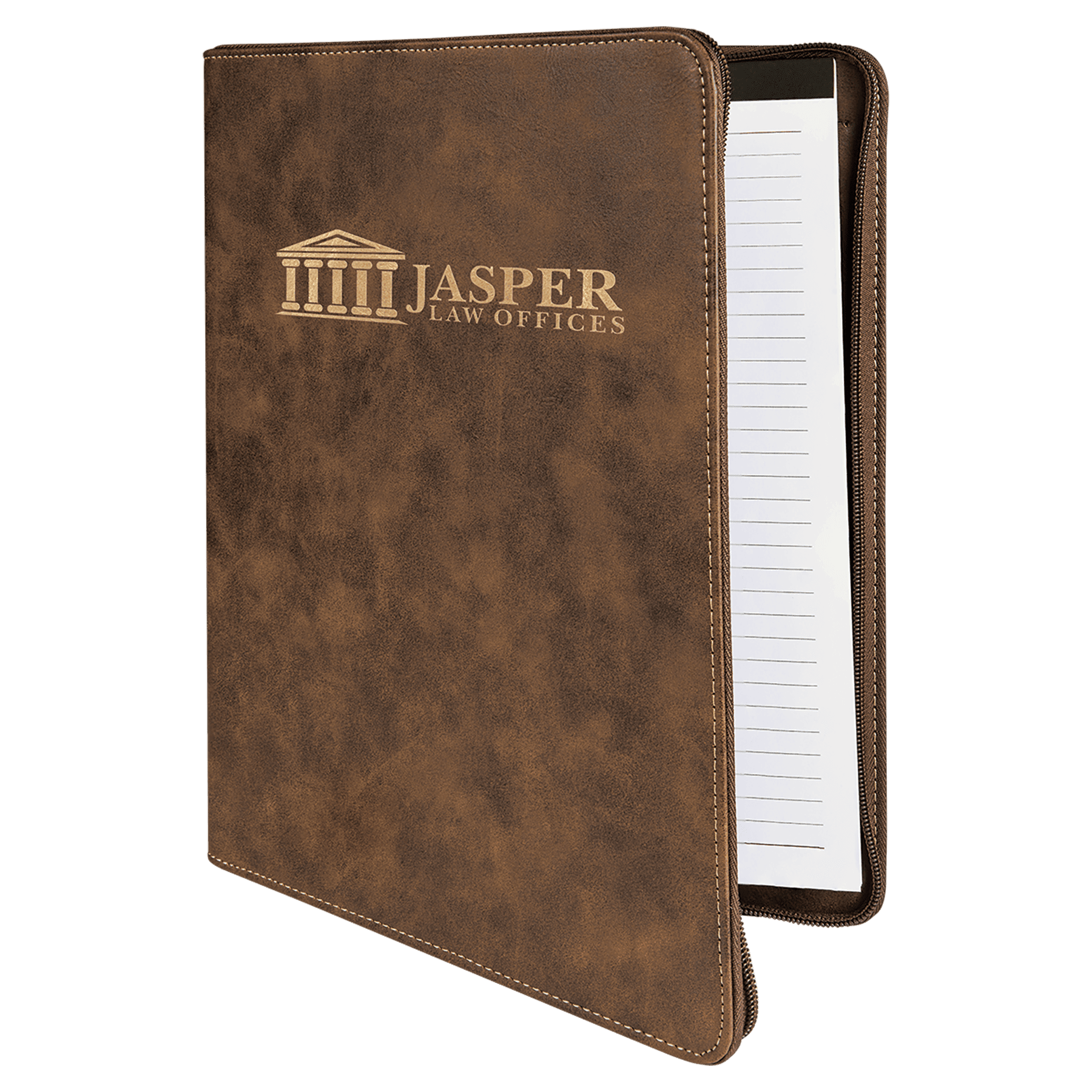 9½" x 12" Rustic/Gold Leatherette Zippered Portfolio