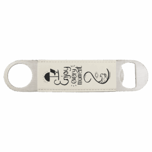 1½" x 7" White/Black Leatherette Bottle Opener
