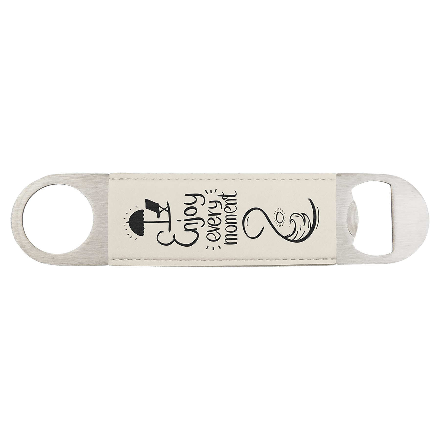 1½" x 7" White/Black Leatherette Bottle Opener