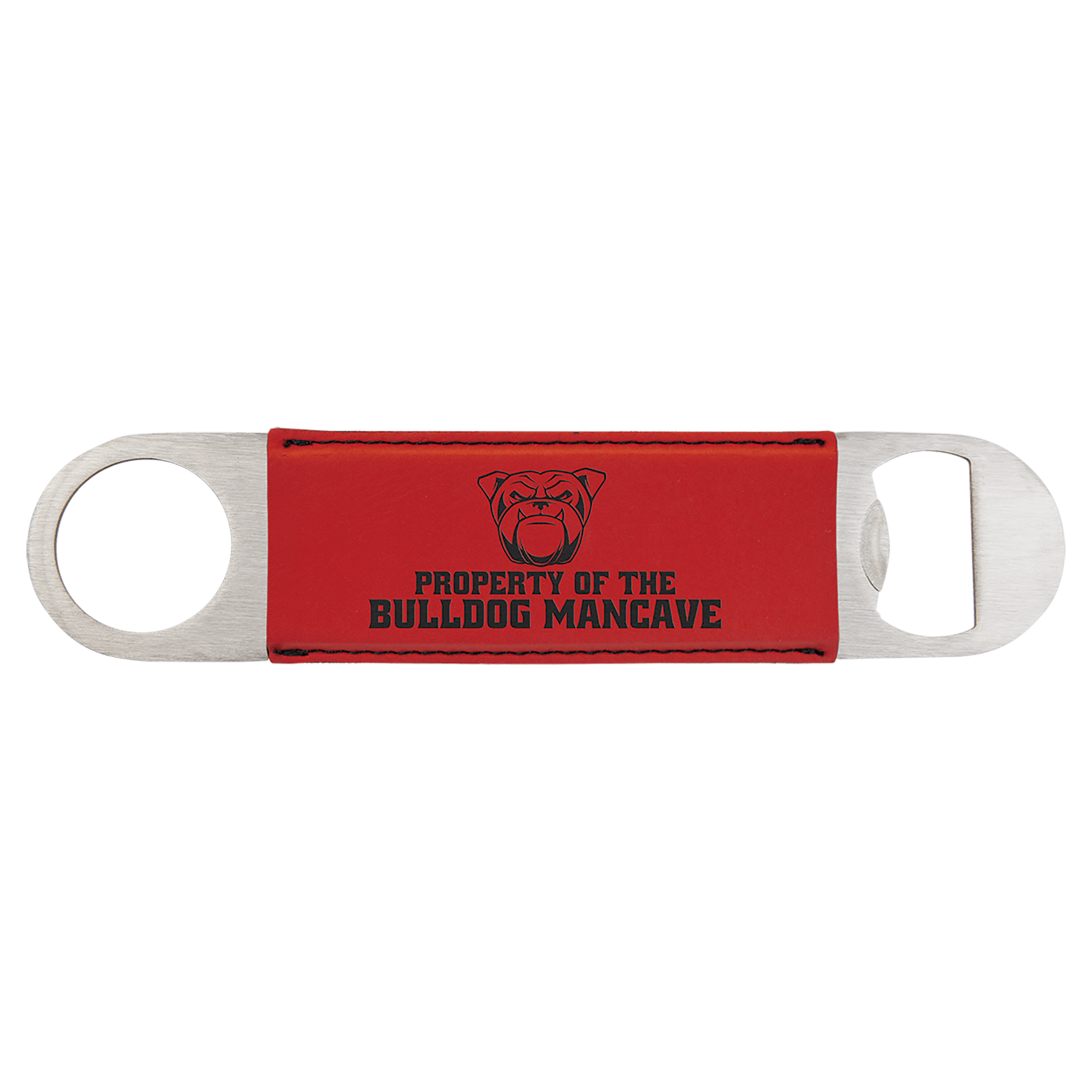 1½" x 7" Red/Black Leatherette Bottle Opener