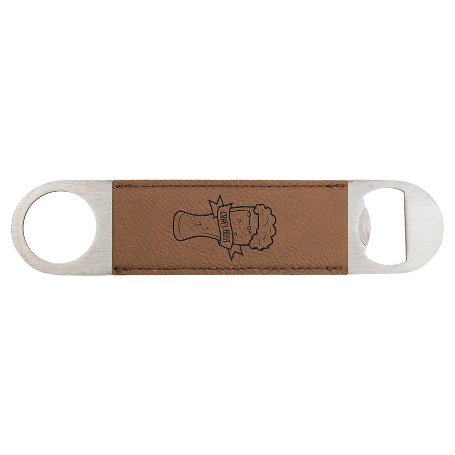 1½" x 7" Dark Brown Leatherette Bottle Opener