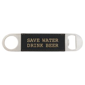 1½" x 7" Black/Gold Leatherette Bottle Opener