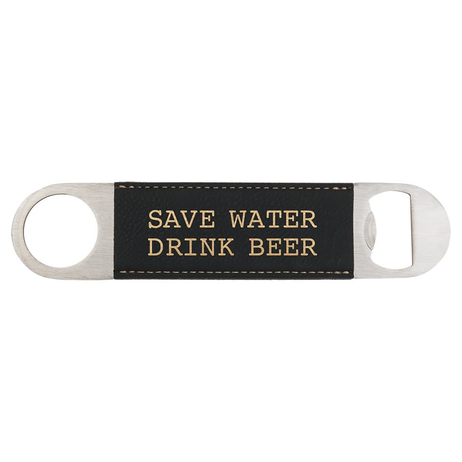 1½" x 7" Black/Gold Leatherette Bottle Opener
