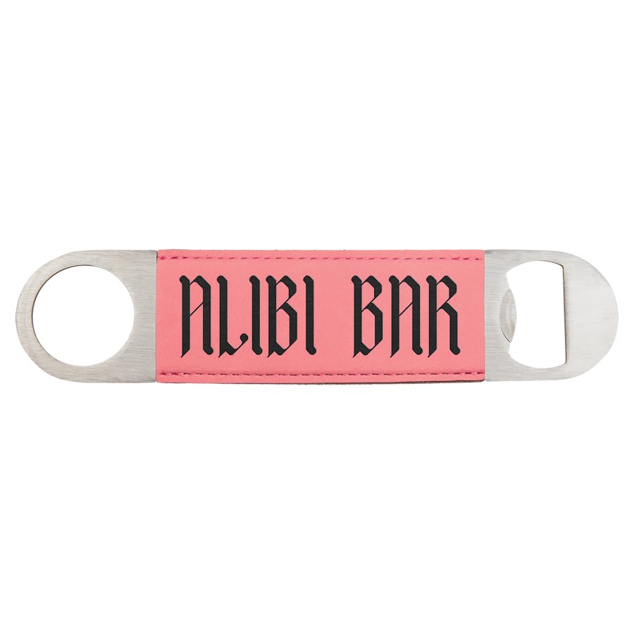1½" x 7" Pink Leatherette Bottle Opener