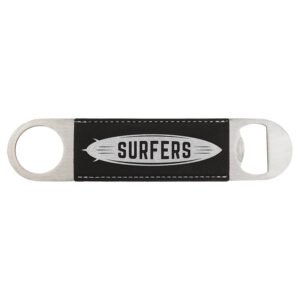 1½" x 7" Black/Silver Leatherette Bottle Opener