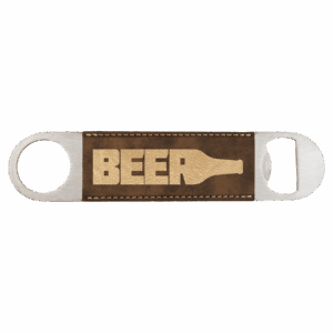 1½" x 7" Rustic/Gold Leatherette Bottle Opener