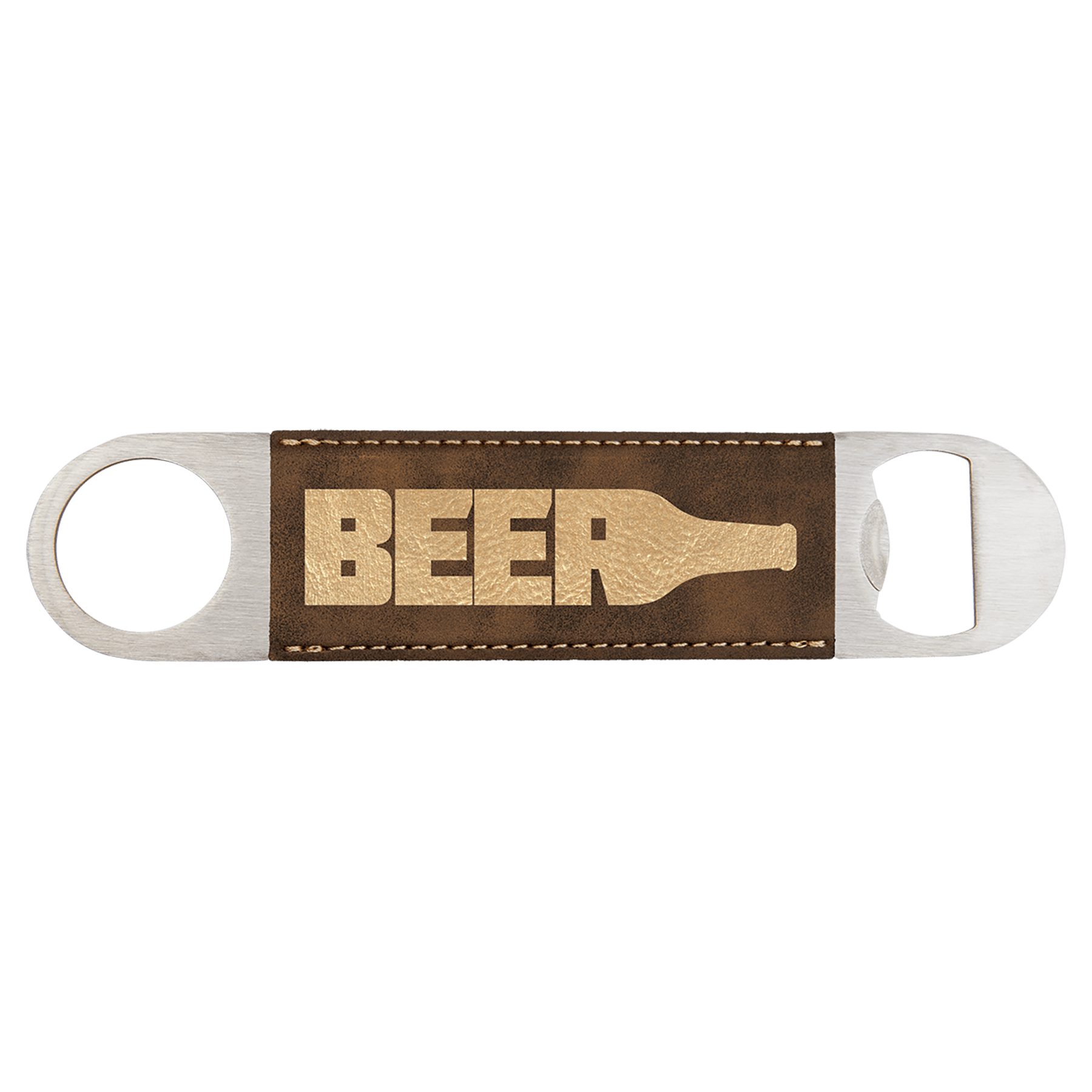 1½" x 7" Rustic/Gold Leatherette Bottle Opener