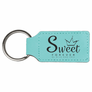 2¾" x 1¼" Teal Leatherette Keychain