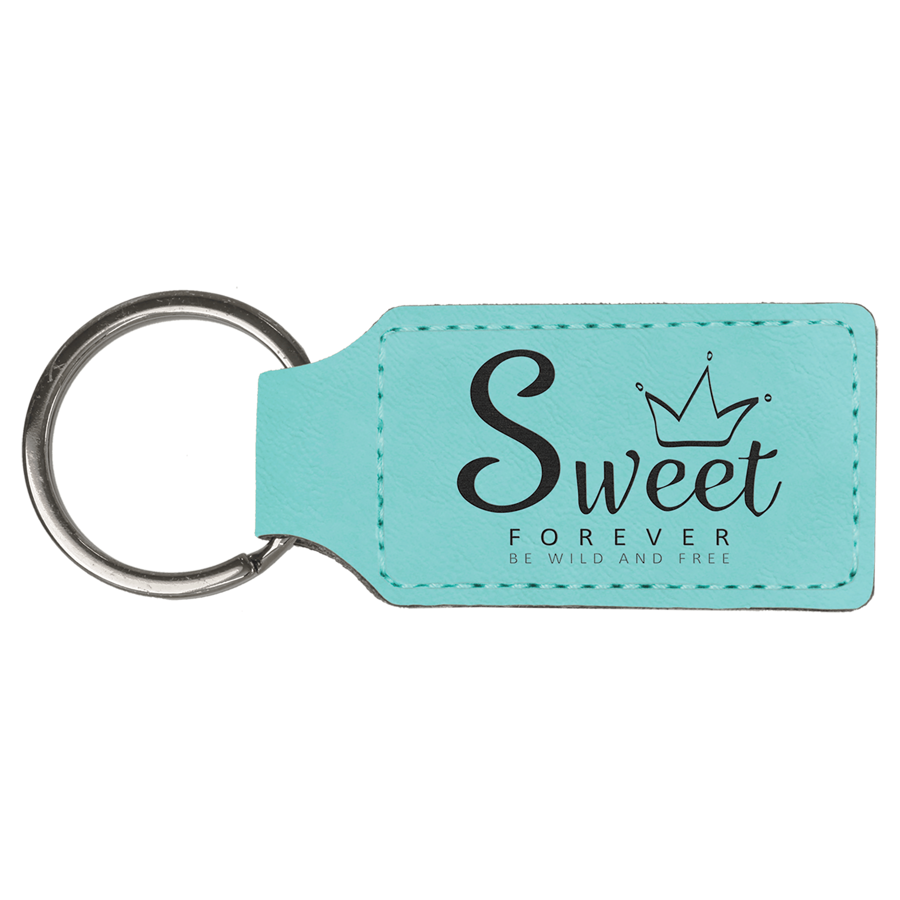 2¾" x 1¼" Teal Leatherette Keychain