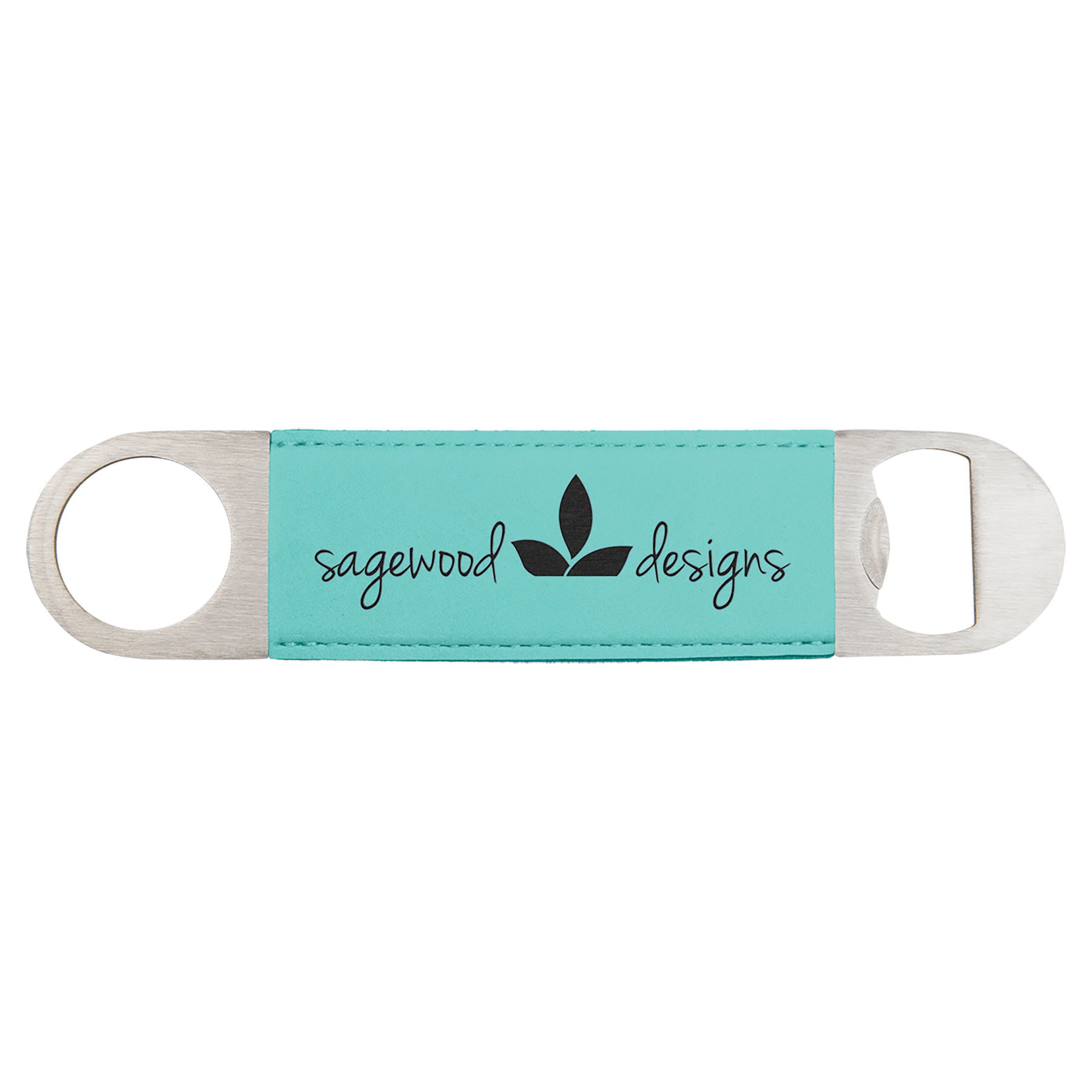 1½" x 7" Teal Leatherette Bottle Opener