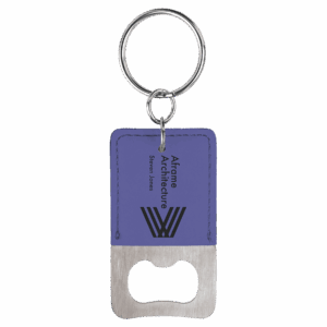 2¾" x 1½" Purple/Black Leatherette Bottle Opener Keychain
