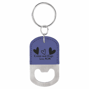 2½" x 1½" Purple/Black Leatherette Bottle Opener Keychain
