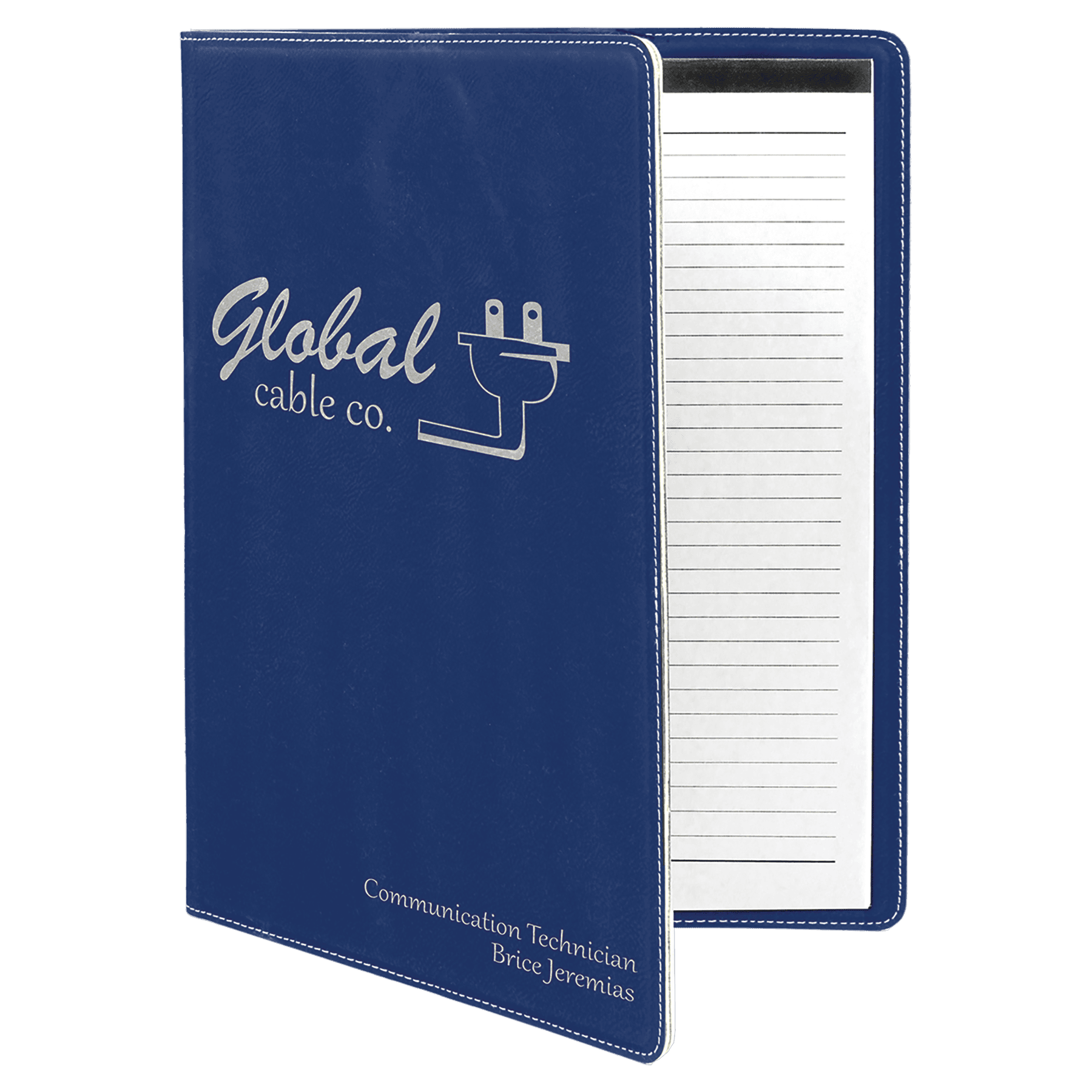 9½" x 12" Blue/Silver Leatherette Portfolio
