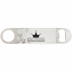 1½" x 7" White Marble Leatherette Bottle Opener