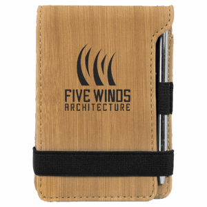 3¼" x 4¾" Bamboo Leatherette Mini Notepad with Pen