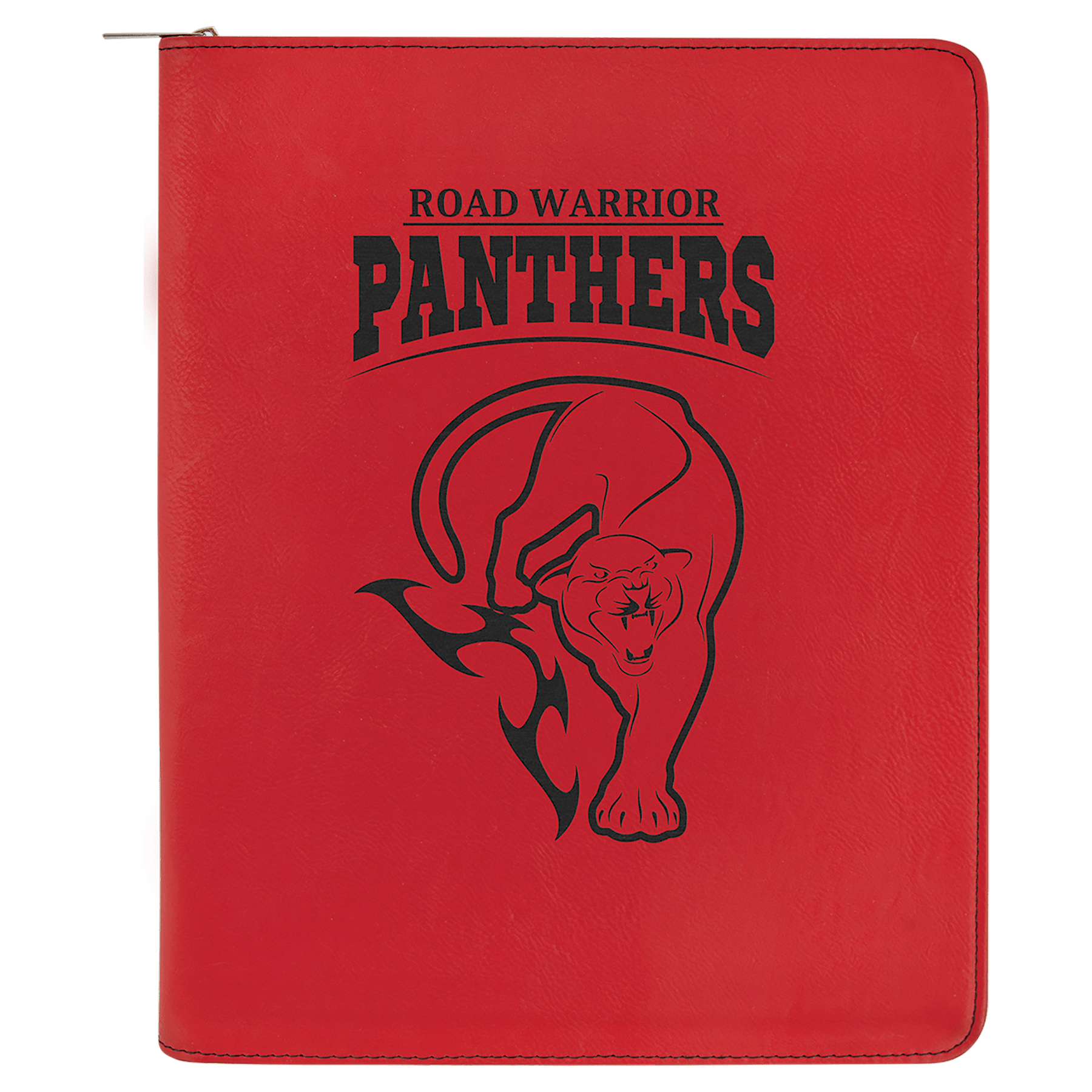 9½" x 12" Red/Black Leatherette Zippered Portfolio