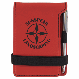 3¼" x 4¾" Red/Black Leatherette Mini Notepad with Pen