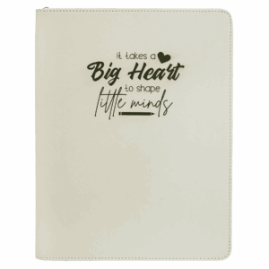 9½" x 12" White/Black Leatherette Zippered Portfolio