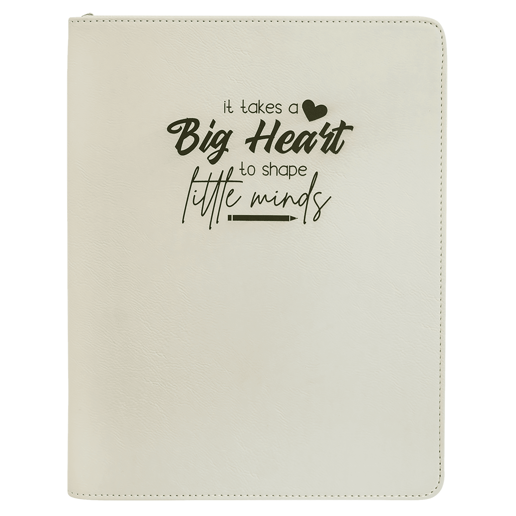 9½" x 12" White/Black Leatherette Zippered Portfolio