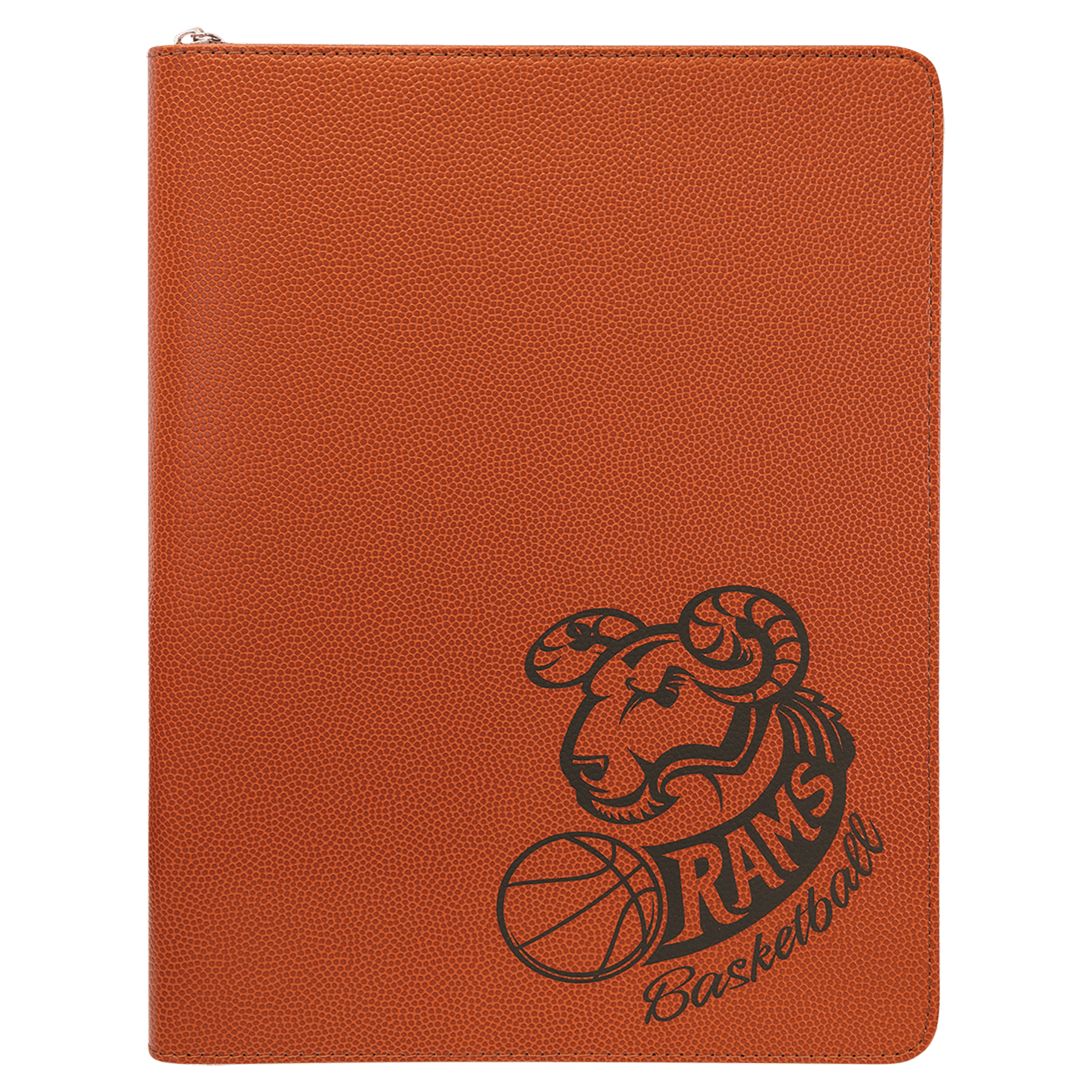 9½" x 12" Basketball Leatherette Zippered Portfolio