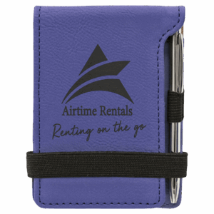 3¼" x 4¾" Purple/Black Leatherette Mini Notepad with Pen