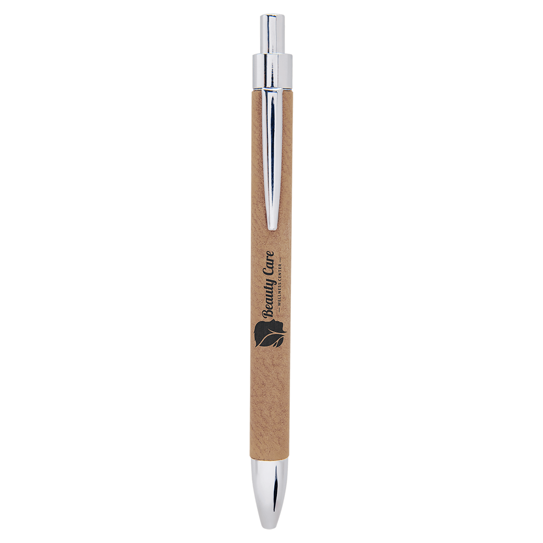 Light Brown Engravable Leatherette Ballpoint Pen
