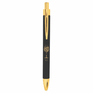 Black/Gold Engravable Leatherette Ballpoint Pen