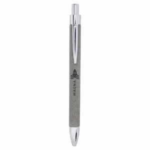Gray Engravable Leatherette Ballpoint Pen