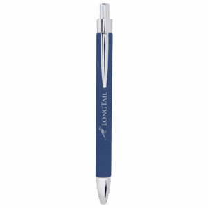 Blue/Silver Engravable Leatherette Ballpoint Pen