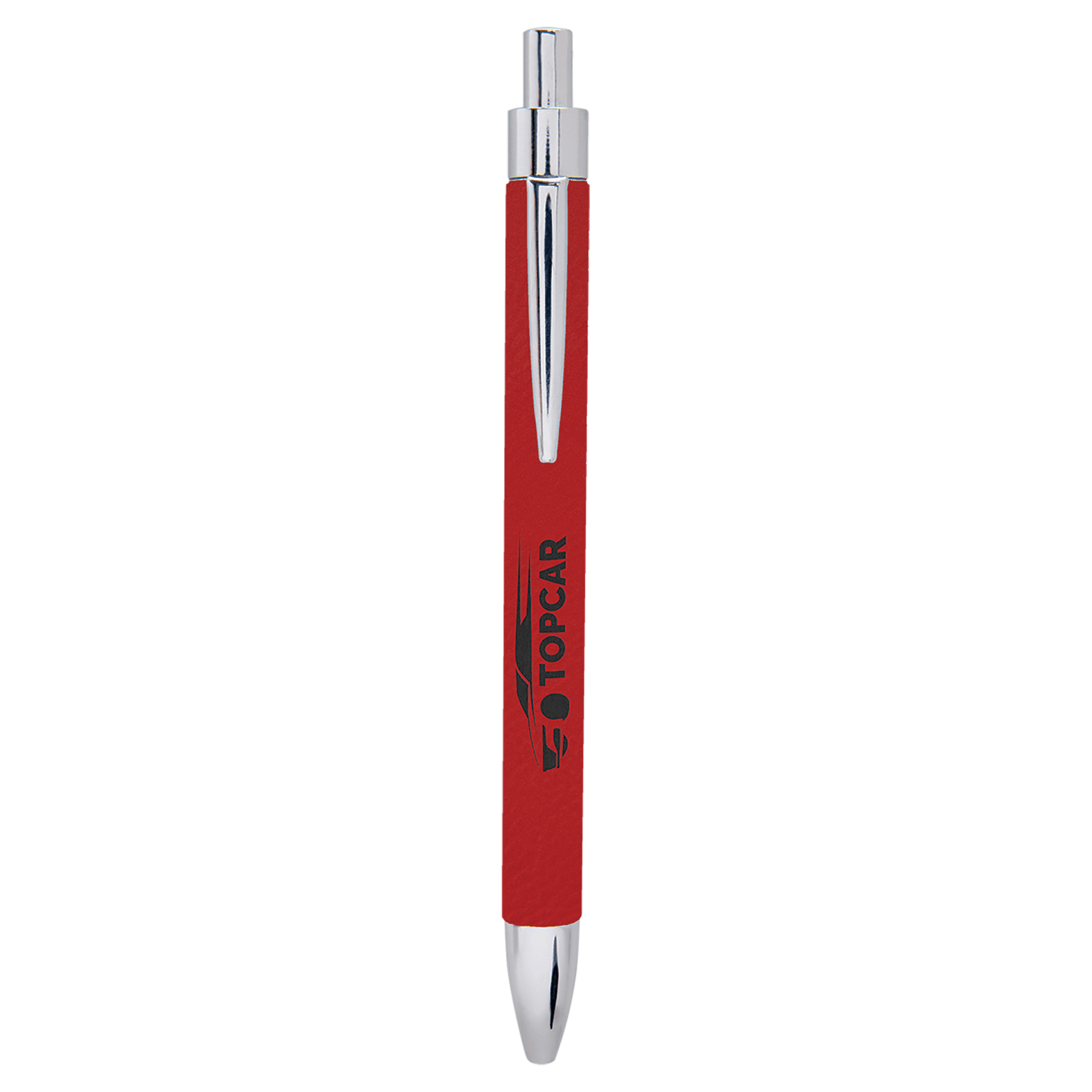 Red/Black Engravable Leatherette Ballpoint Pen