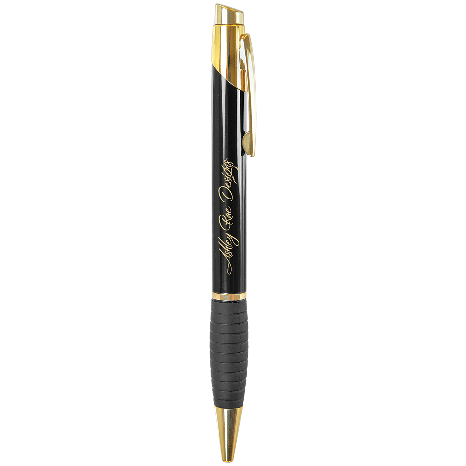 Glossy Black Ballpoint Pen with Grip
