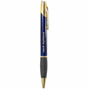 Glossy Blue Ballpoint Pen with Grip