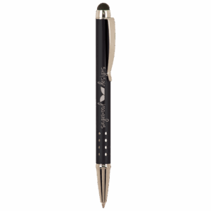 Black/Silver Engravable Pen with Stylus