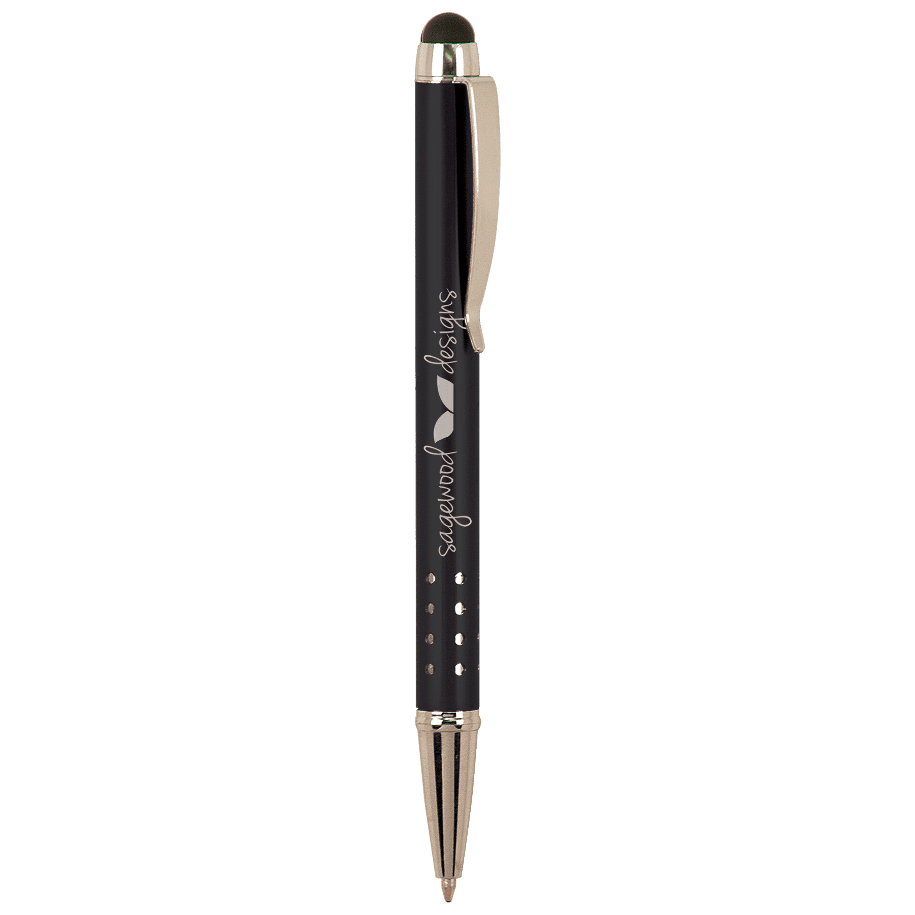 Black/Silver Engravable Pen with Stylus