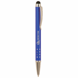 Blue/Silver Engravable Pen with Stylus