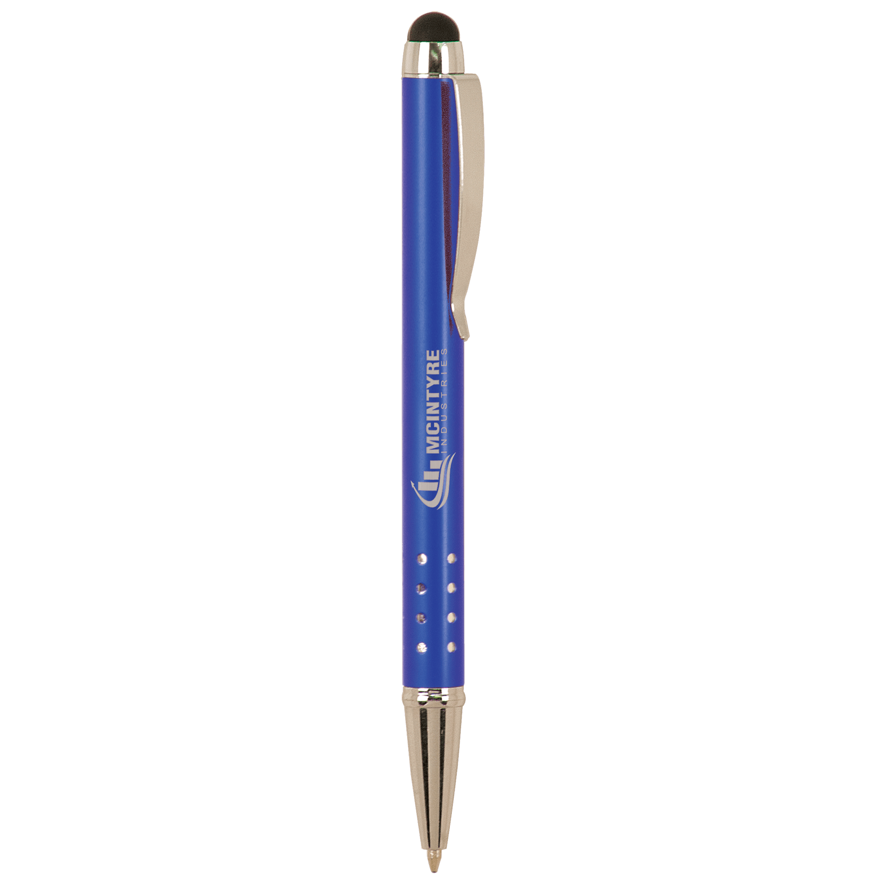 Blue/Silver Engravable Pen with Stylus