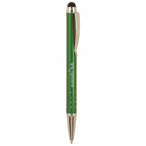 Green/Silver Engravable Pen with Stylus