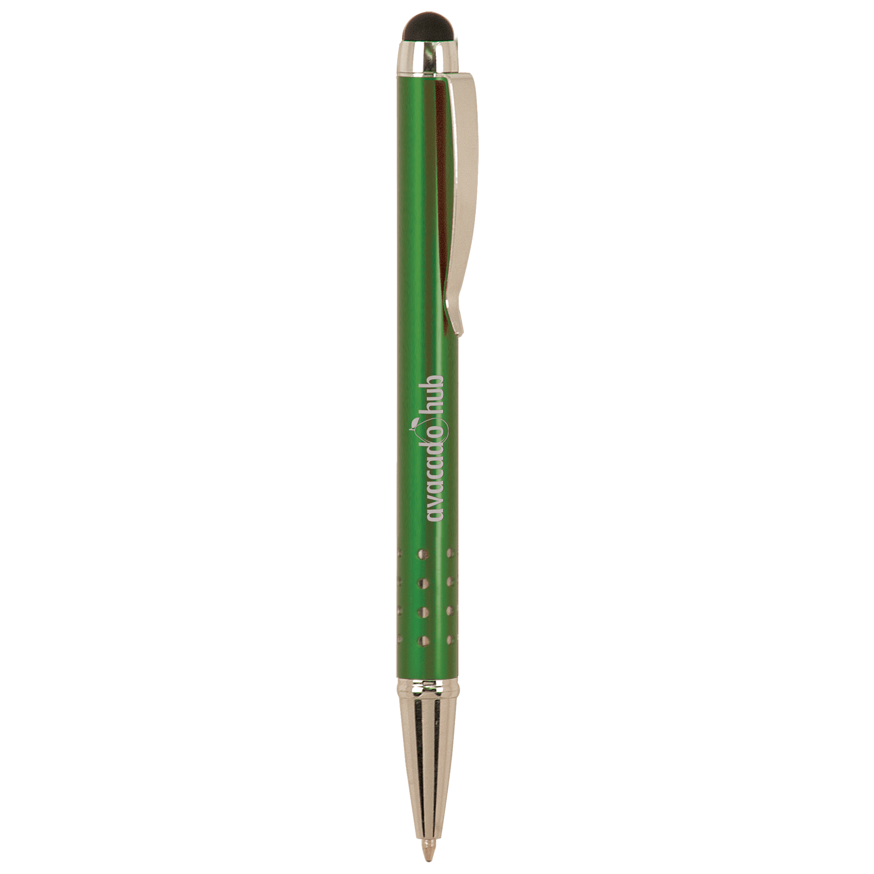 Green/Silver Engravable Pen with Stylus