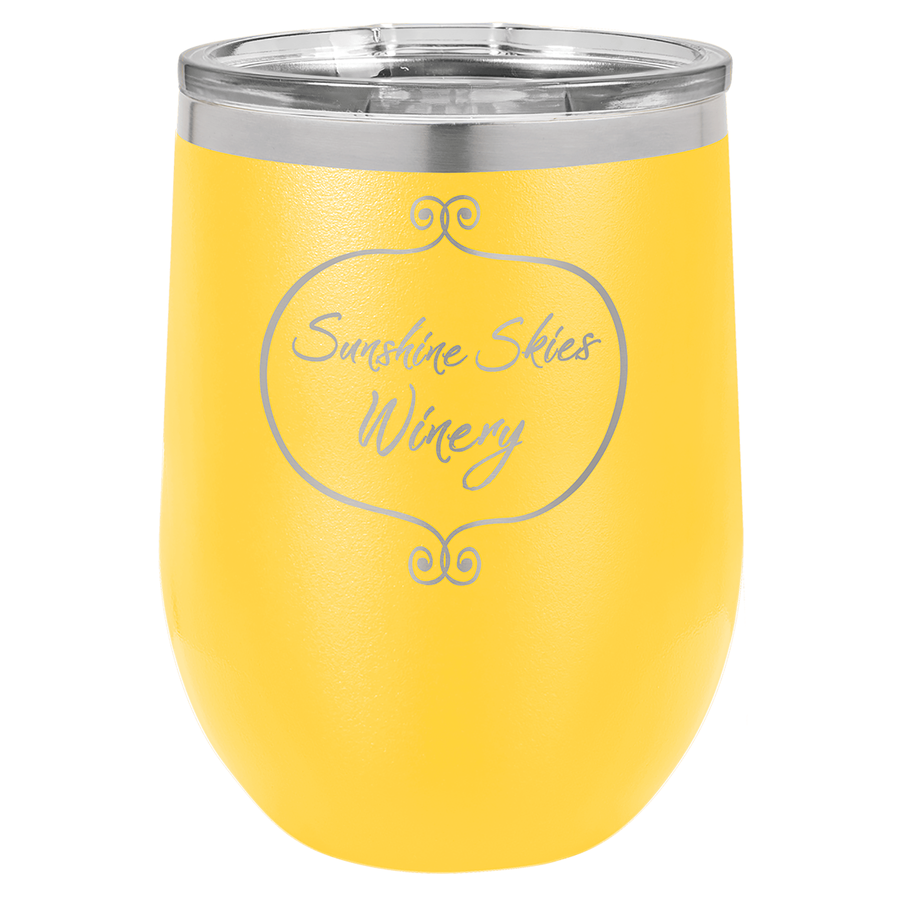 12 oz. Yellow Stainless Steel Stemless Wine Glass