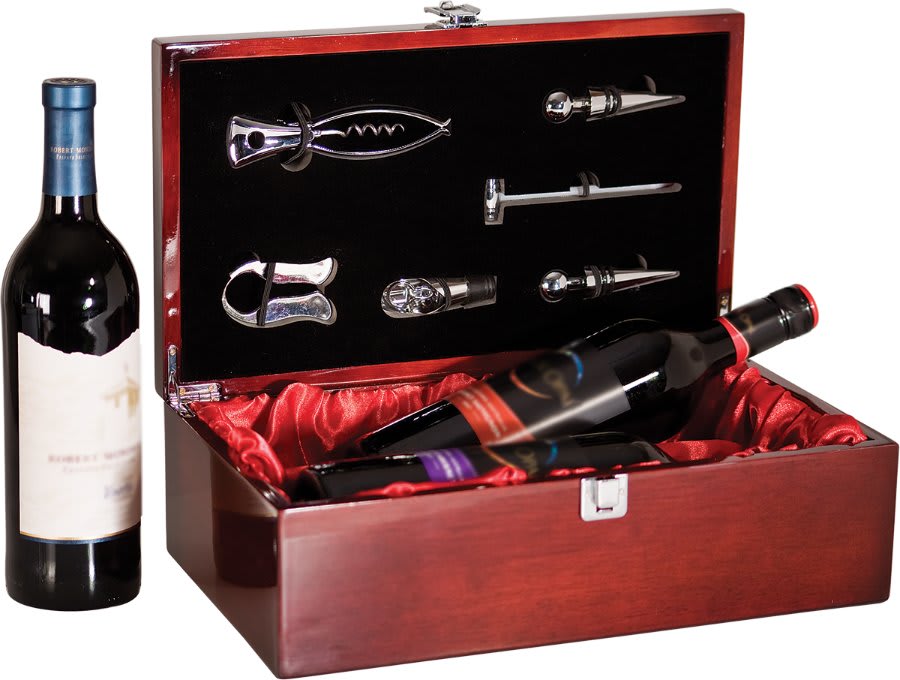 Double Piano-Finish Rosewood Wine Box